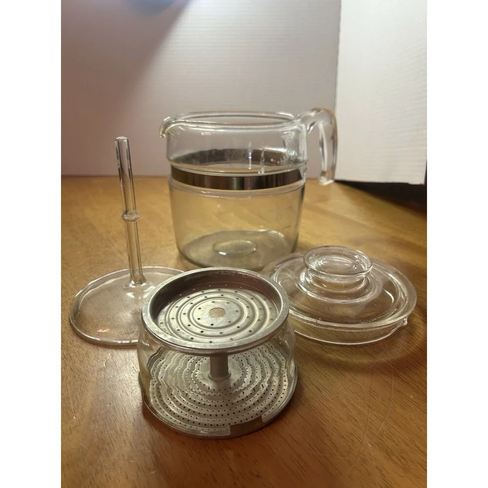 PYREX Flameware Glass Percolator Coffee Pot 6 Cup 7756 B Complete w/ Stem READ